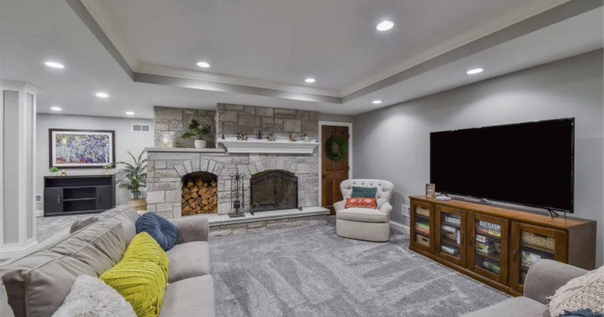 Textured Accented Basement Remodel — photo 1