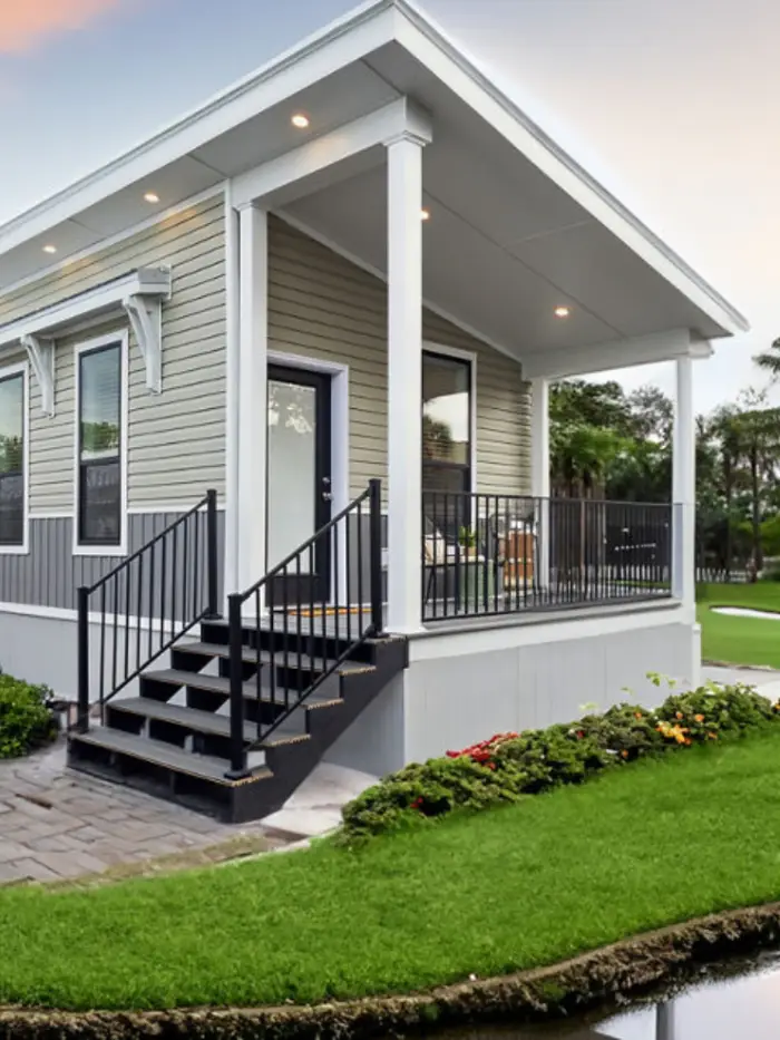 Detached backyard accessory dwelling unit with its own deck and private entrance